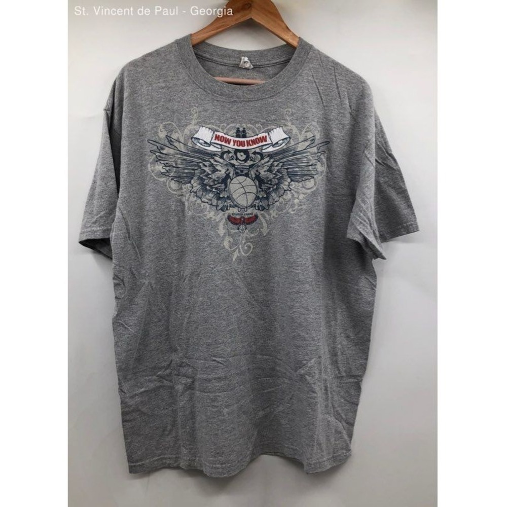 Anvil Gray Atlanta Hawks 2009 NBA Playoffs Y2K Graphic Basketball T Shirt - XL